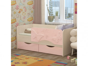 Бабочки Кровать детская 2 ящика 1.6 Розовый глянец в Маслянино - maslyanino.mebel54.com | фото