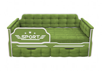 Кровать 180 серии Спорт 2 ящика 76 Зелёный (мягкие боковые накладки) в Маслянино - maslyanino.mebel54.com | фото