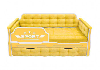 Кровать 190 серии Спорт 1 ящик 74 Жёлтый (мягкие боковые накладки) в Маслянино - maslyanino.mebel54.com | фото