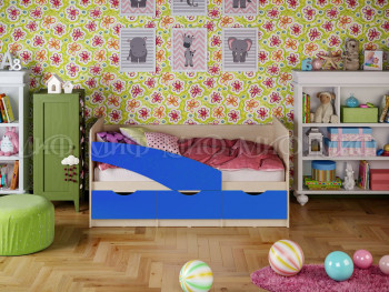 Кровать Бабочки 1,8м (Синий матовый) в Маслянино - maslyanino.mebel54.com | фото