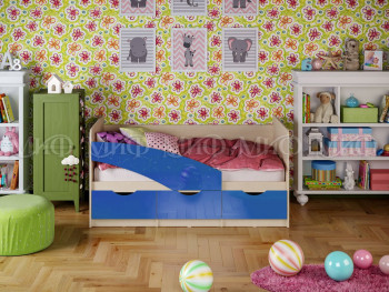 Кровать Бабочки 1,8м (Синий металлик) в Маслянино - maslyanino.mebel54.com | фото