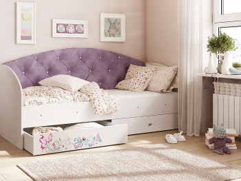 Кровать детская Эльза Белый/Фиолетовый в Маслянино - maslyanino.mebel54.com | фото