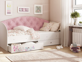 Кровать детская Эльза Белый/Розовый в Маслянино - maslyanino.mebel54.com | фото