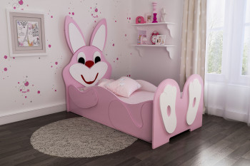 Кровать детская Зайка 1.6 Розовый/Белый в Маслянино - maslyanino.mebel54.com | фото