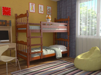 Кровать двухъярусная Соня из массива сосны 800*1890 Орех в Маслянино - maslyanino.mebel54.com | фото