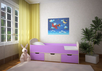 Кровать Малыш-мини Дуб молочный/Ирис в Маслянино - maslyanino.mebel54.com | фото