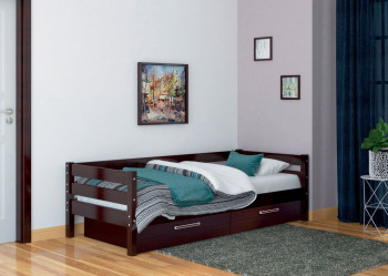 Кровать одинарная ГЛОРИЯ из массива сосны  900*2000 (Орех Тёмный) в Маслянино - maslyanino.mebel54.com | фото
