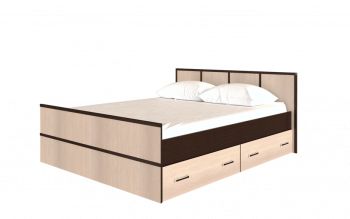 Кровать Сакура с настилом и ящиками 1,4 (Венге/Лоредо) в Маслянино - maslyanino.mebel54.com | фото