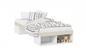 Кровать «Сканди»  Дуб Гарден/Белый в Маслянино - maslyanino.mebel54.com | фото