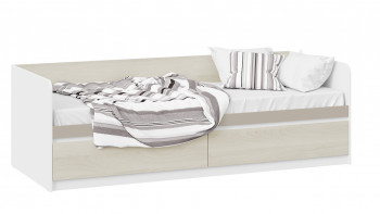 Кровать «Сканди» с 2 ящиками Дуб Гарден/Белый/Глиняный серый в Маслянино - maslyanino.mebel54.com | фото