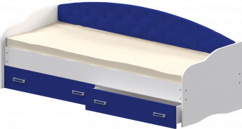 Кровать Софа-7 с мягкой спинкой (800х1900) Белый/Синий в Маслянино - maslyanino.mebel54.com | фото