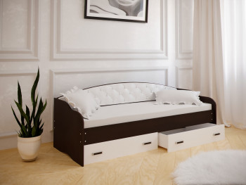 Кровать Софа-7 с мягкой спинкой (800х1900) Венге/ Белый в Маслянино - maslyanino.mebel54.com | фото