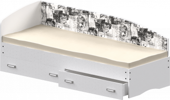 Кровать Софа-9 с мягкой спинкой с рисунком Милана (900х2000) Белый в Маслянино - maslyanino.mebel54.com | фото