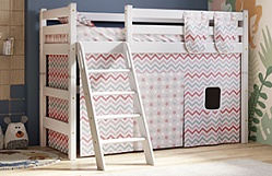 Кровать Соня вариант 6 полувысокая с наклонной лестницей Белый полупрозрачный в Маслянино - maslyanino.mebel54.com | фото