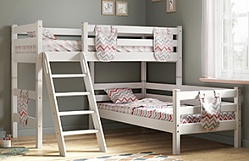 Кровать Соня вариант 8 угловая с наклонной лестницей Белый полупрозрачный в Маслянино - maslyanino.mebel54.com | фото