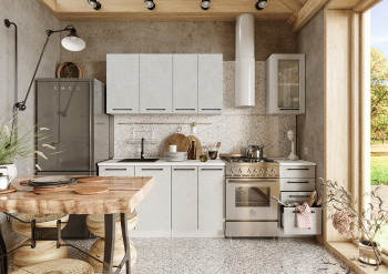 Кухонный гарнитур Нувель 1800мм белый/бетон белый в Маслянино - maslyanino.mebel54.com | фото
