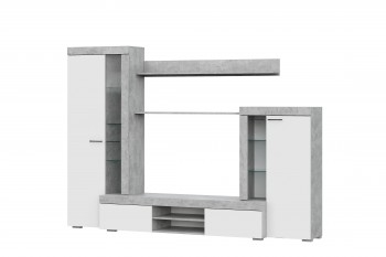 Мебель для гостиной МГС 5 Цемент светлый / Белый в Маслянино - maslyanino.mebel54.com | фото