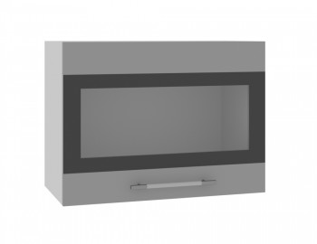 Норд ШВГС 600 Шкаф верхний горизонтальный со стеклом (Софт черный/корпус Белый) в Маслянино - maslyanino.mebel54.com | фото