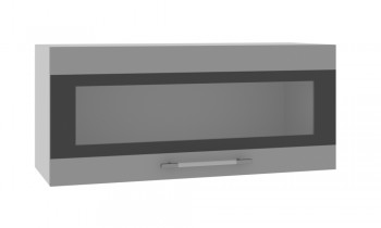 Норд ШВГС 800 Шкаф верхний горизонтальный со стеклом (Софт черный/корпус Белый) в Маслянино - maslyanino.mebel54.com | фото
