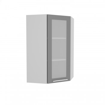 Норд ШВУС 600Н Шкаф верхний угловой (премьер) высокий (Софт черный/корпус Белый) в Маслянино - maslyanino.mebel54.com | фото
