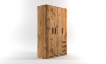 Шкаф 3-х створчатый с ящиками Шервуд (Дуб Вотан) в Маслянино - maslyanino.mebel54.com | фото