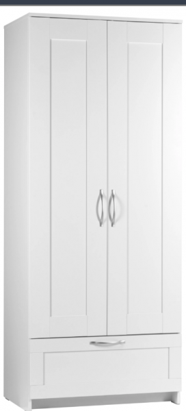 Шкаф двухдверный Сириус с 1 ящиком белый в Маслянино - maslyanino.mebel54.com | фото