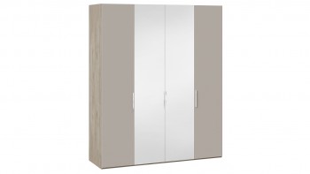 Шкаф комбинированный с 2 глухими и 2 зеркальными дверями «Эмбер» Баттл Рок/Серый глянец в Маслянино - maslyanino.mebel54.com | фото