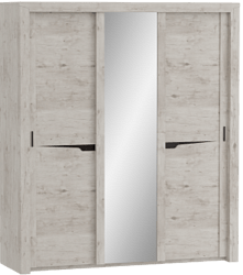 Шкаф трехдверный Соренто с раздвижными дверями Дуб бонифаций/Кофе структурный матовый в Маслянино - maslyanino.mebel54.com | фото