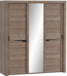 Шкаф трехдверный Соренто с раздвижными дверями Дуб стирлинг/Кофе структурный матовый в Маслянино - maslyanino.mebel54.com | фото