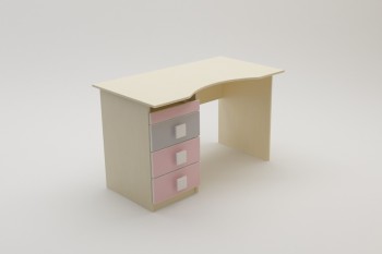 Стол (столешница с выемкой) Грэйси (Розовый/Серый/корпус Клен) в Маслянино - maslyanino.mebel54.com | фото