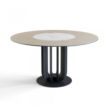 Стол круглый Rotor (160), шпон + керамика светлая в Маслянино - maslyanino.mebel54.com | фото